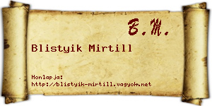 Blistyik Mirtill névjegykártya
